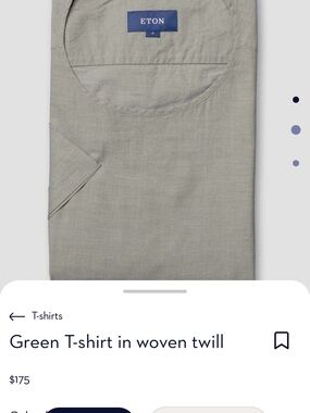Eton Green Woven Twill T-Shirt